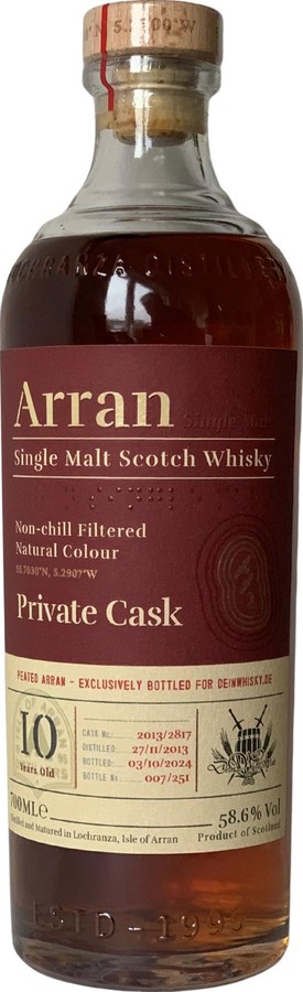 Arran 2013 Private Cask Deinwhisky.de 58.6% 700ml