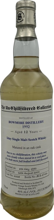 Bowmore 1992 SV The Un-Chillfiltered Collection 46% 750ml