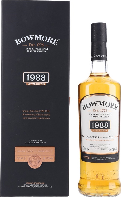 Bowmore 1988 Vintage Edition 1st Fill Ex-Bourbon Casks Global Traveller Exclusive 47.8% 700ml
