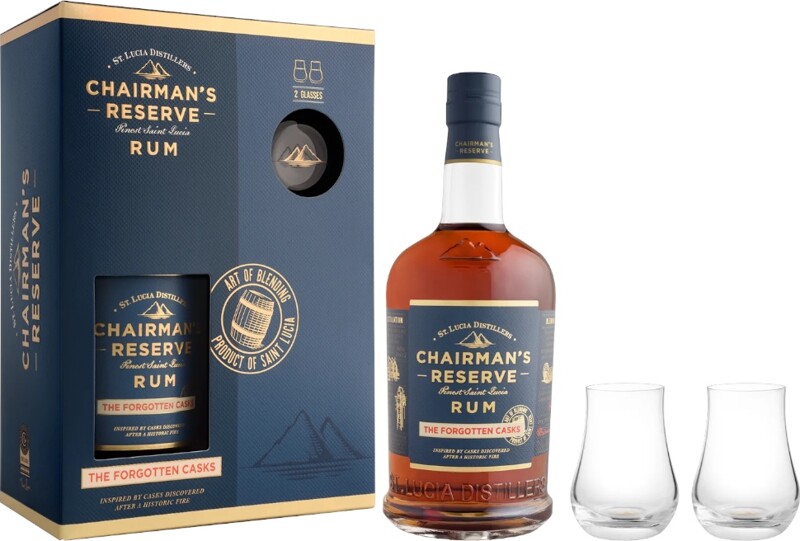 Chairman's Reserve Saint Lucia Distillers The Forgotten Casks Giftbox with Glasses 40% 700ml