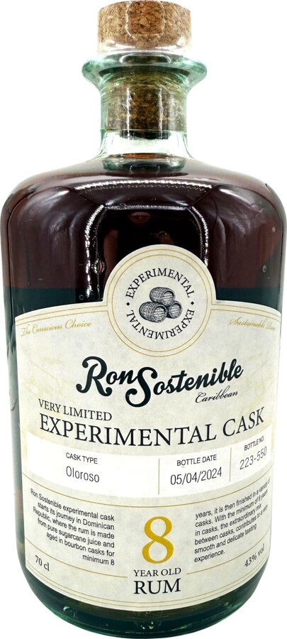 Ron Sostenible Experimental Cask Oloroso 8yo 43% 700ml