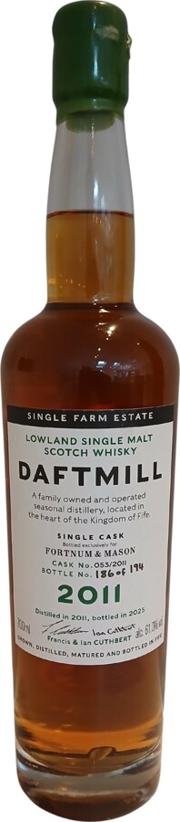 Daftmill 2011 Fortum & Mason Cask #53 13yo 61% 700ml