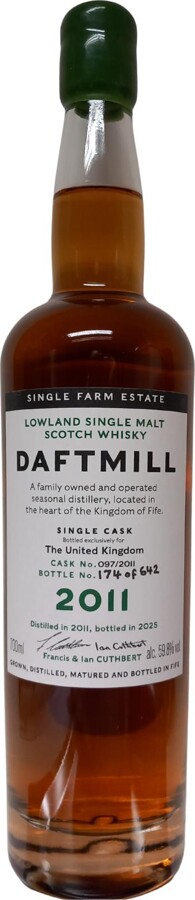 Daftmill 2011 The United Kingdom Cask No.097/2011 59.8% 700ml