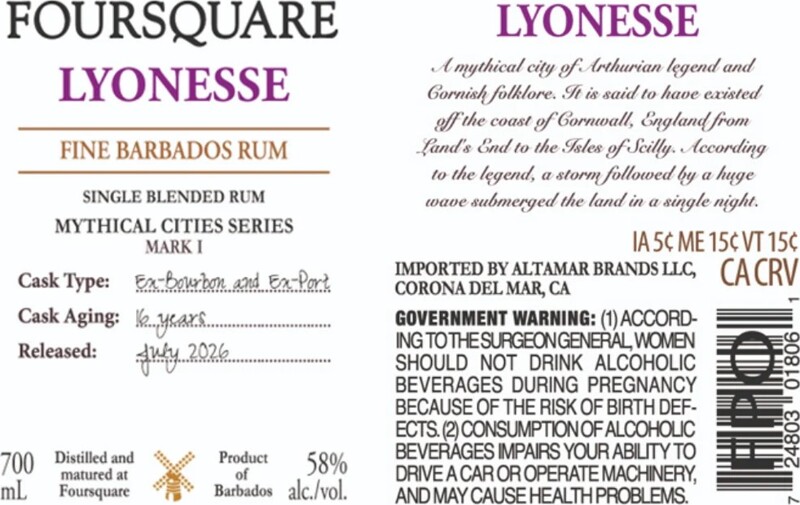 Foursquare Lyonesse Mythical Cities Series 16yo 58% 700ml