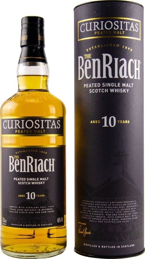 BenRiach Curiositas Peated Malt 10yo Bourbon Virgin Oak Rum Cask 46% 700ml