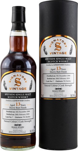 Linkwood 2006 SV Natural Colour Cask Strength Sherry Butt Finish Kirsch Whisky 58.5% 700ml