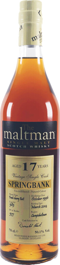 Springbank 1996 MBl The Maltman 17yo 1st Fill Sherry Butt #585 50.1% 700ml