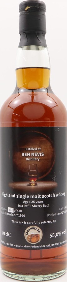 Ben Nevis 1996 F.dk Single Cask Refill Sherry Butt #447 55% 700ml
