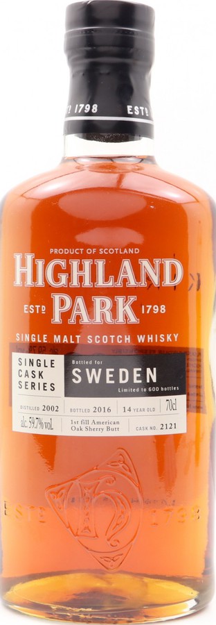 Highland Park 2002 Single Cask Series #2121 Sweden 59.7% 700ml