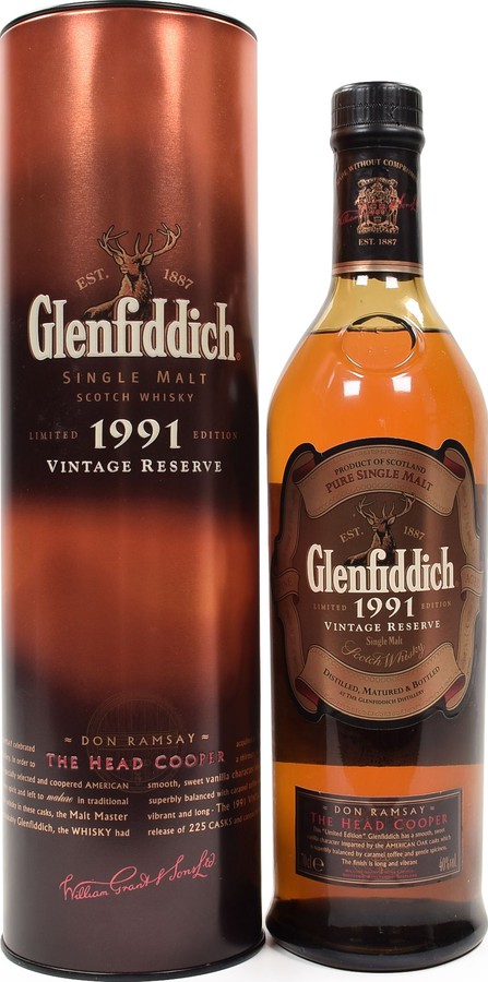 Glenfiddich 1991 Vintage Reserve Don Ramsay 225 American Oak Casks 40% 700ml
