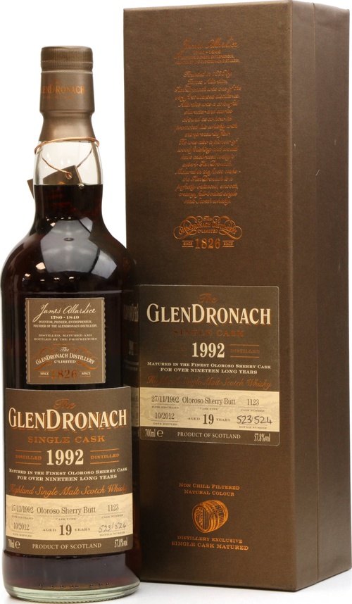 Glendronach 1992 Single Cask Batch 7 Oloroso Sherry Butt #1123 57.8% 700ml