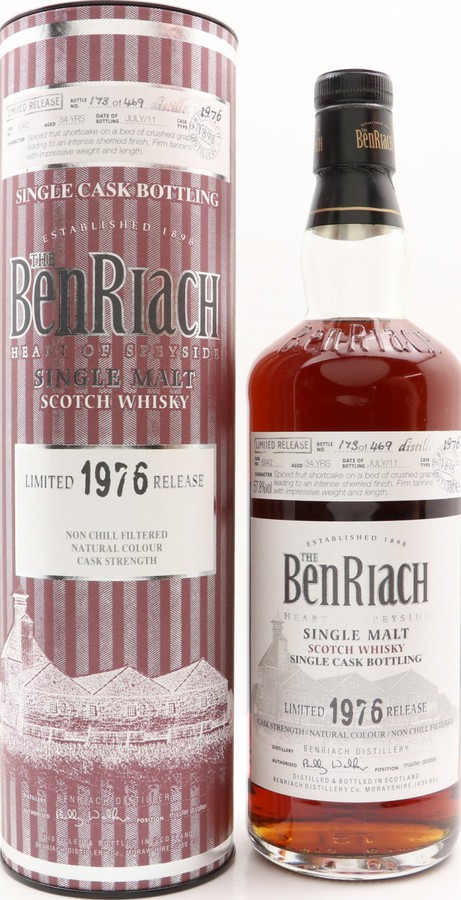 BenRiach 1976 Single Cask Bottling Batch 8 Butt #6942 57.8% 700ml