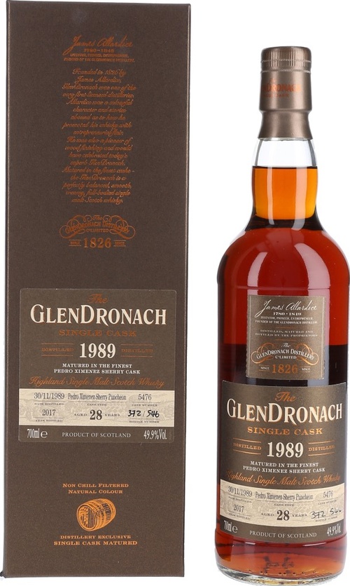 Glendronach 1989 Single Cask Batch 16 Pedro Ximenez Sherry Puncheon #5476 49.9% 700ml