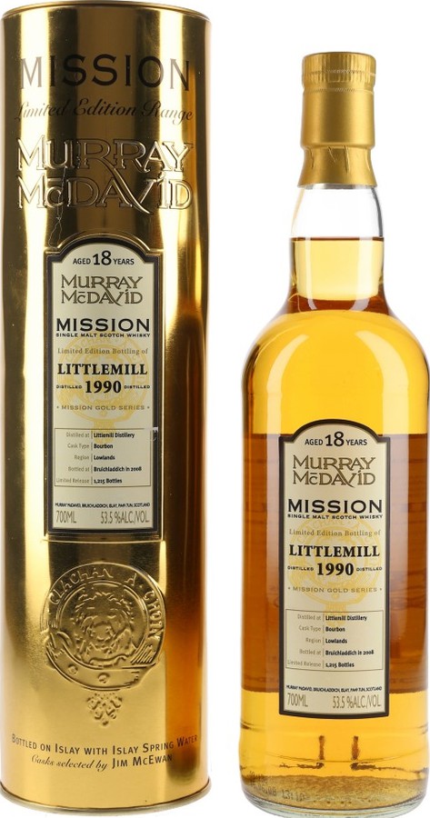 Littlemill 1990 MM Mission Gold Series Bourbon 53.5% 700ml
