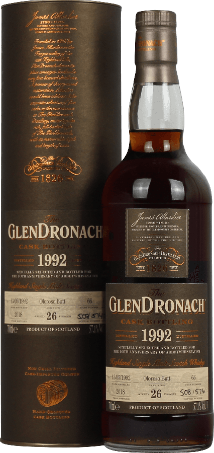 Glendronach 1992 Cask Bottling Oloroso Butt #66 10th Anniversary Abbey Whisky 57.1% 700ml