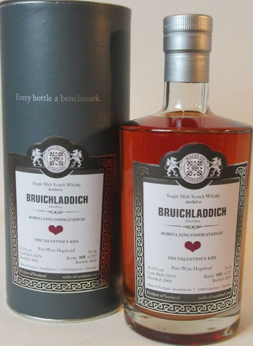Bruichladdich 2003 The Valentines KISS MoS Robin Laing Inspiration III Port Wine Hogshead 56.2% 700ml