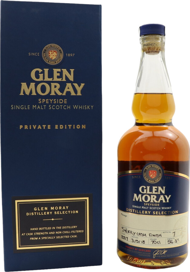 Glen Moray 2007 Hand Bottled at the Distillery Sherry Cask Finish #99521 Spirit of Speyside Whisky Festival 2018 56.3% 700ml