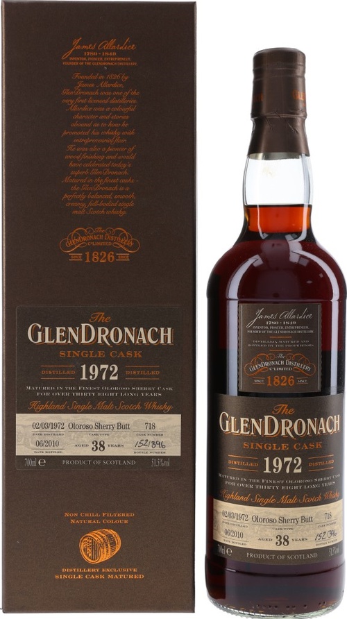 Glendronach 1972 Single Cask Batch 2 Oloroso Sherry Butt #718 51.5% 700ml