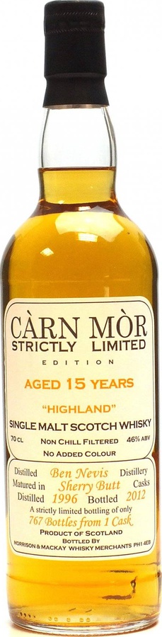 Ben Nevis 1996 MMcK Carn Mor Strictly Limited Edition The Whisky Store Club 46% 700ml
