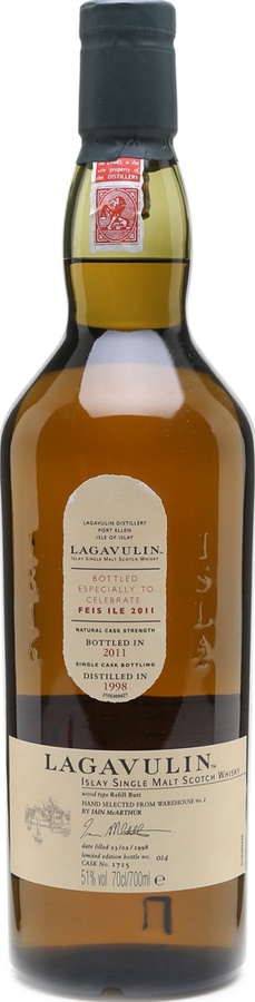 Lagavulin 1998 Feis Ile 2011 Refill Butt #1715 51% 700ml