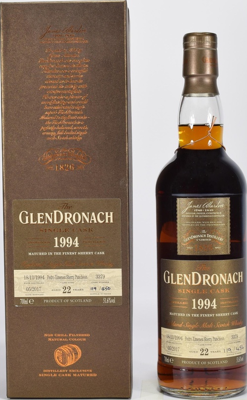 Glendronach 1994 Single Cask Batch 15 Pedro Ximenez Sherry Puncheon #3379 51.6% 700ml