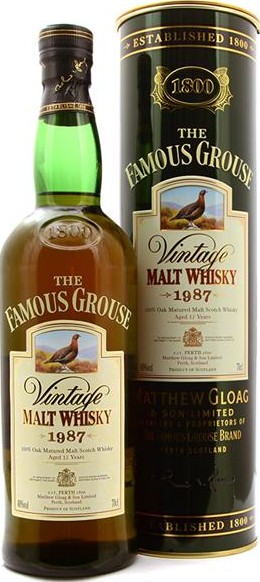 The Famous Grouse 1987 Vintage Malt Whisky Oak Casks 40% 700ml