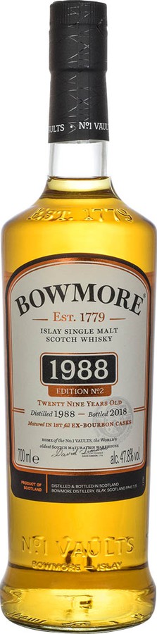 Bowmore 1988 Edition #2 1st fill Ex-Bourbon Cask Travel Retail Exclusive 47.8% 700ml