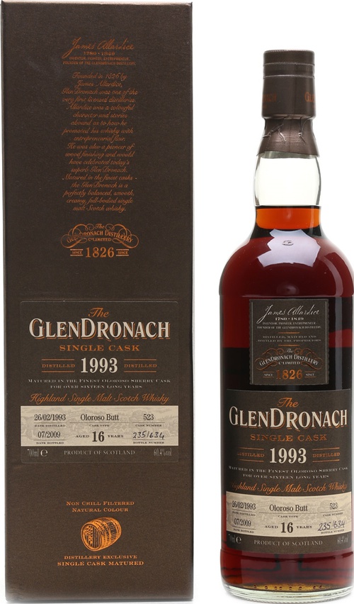 Glendronach 1993 Single Cask Batch 1 16yo Oloroso Sherry Butt #523 60.4% 700ml