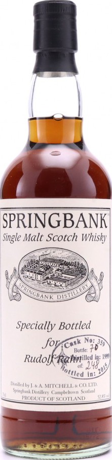 Springbank 1999 Private Bottling 1st Fill Dark Sherry Cask #359 Specially Bottled for Rudolf Rahn 52.8% 700ml