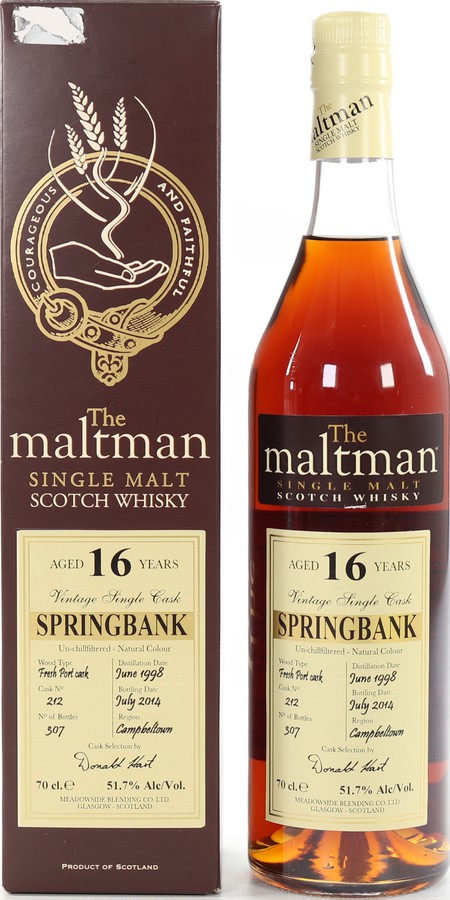 Springbank 1998 MBl The Maltman Fresh Port Cask #212 51.7% 700ml