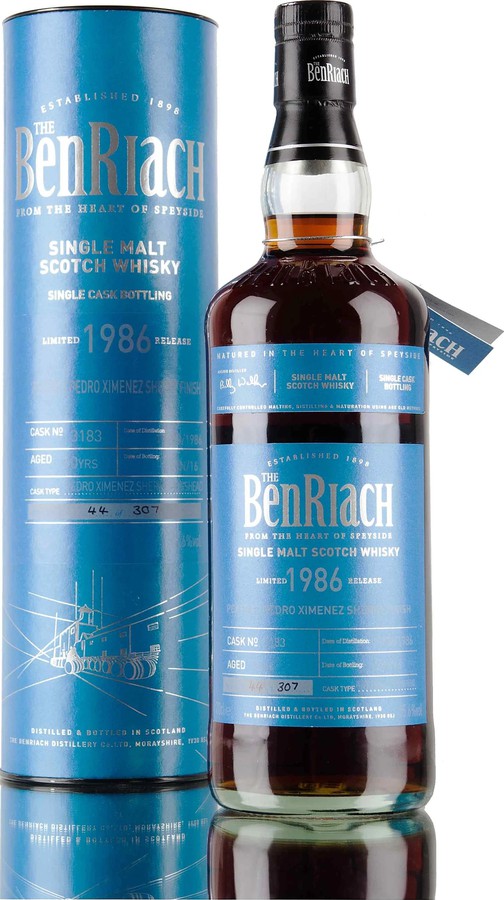 BenRiach 1986 Single Cask Bottling Batch 13 PX Sherry Hogshead #3183 55.6% 700ml