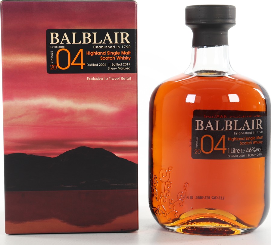 Balblair 2004 1st Release Bourbon Matured Travel Retail Exclusive 46% 1000ml