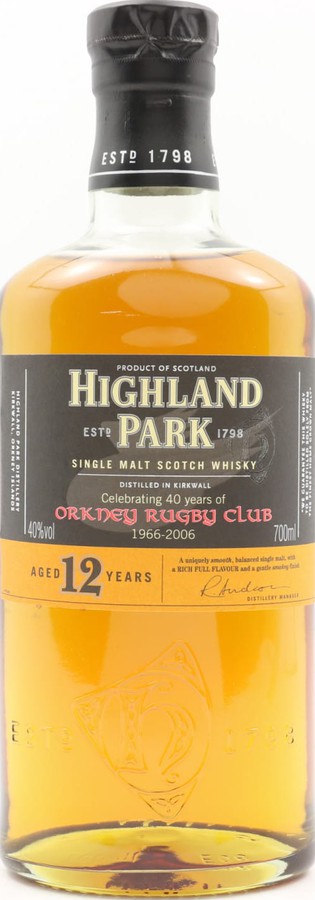 Highland Park 12yo Celebrating 40yo of Orkney Rugby Club 40% 700ml