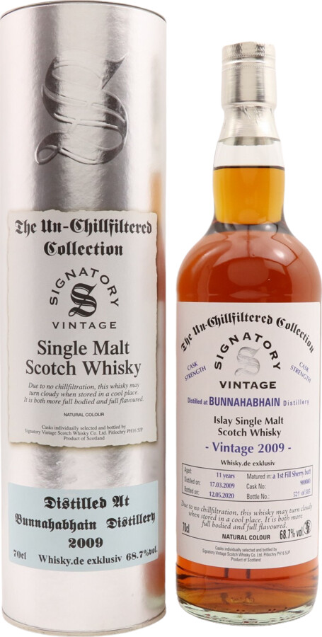 Bunnahabhain 2009 SV The Un-Chillfiltered Collection 11yo 1st Fill Sherry Butt #900080 exclusive for whisky.de 68.7% 700ml