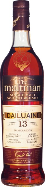 Dailuaine 2007 MBl The Maltman Single Cask PX Sherry Finish #7001 52% 700ml