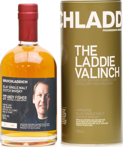 Bruichladdich 2007 Laddie Crew Valinch 37 Andy Fisher Madeira #3290 Distillery Exclusive 65.2% 500ml