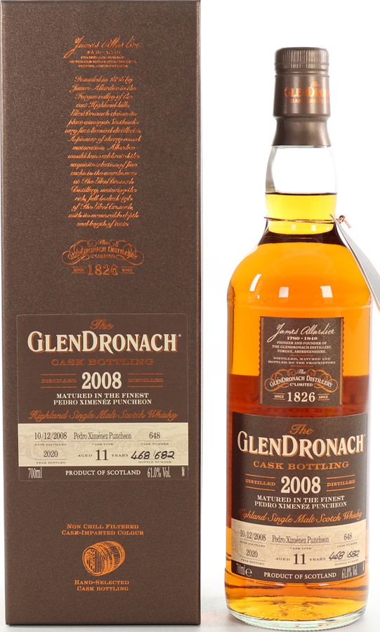 Glendronach 2008 Cask Bottling Batch 18 Pedro Ximenez Puncheon #648 61% 700ml