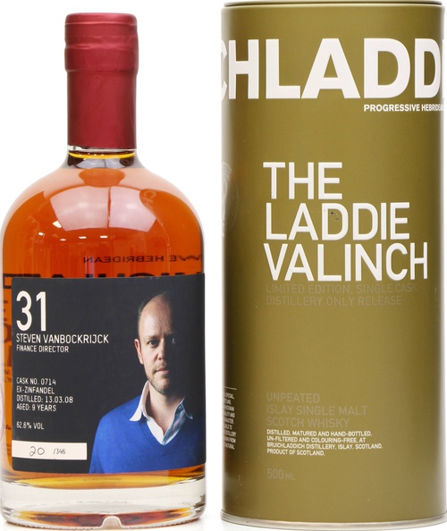 Bruichladdich 2008 Laddie Crew Valinch 31 Stephen Vanbockrijck Ex-Zinfandel Wine Cask #0714 62.6% 500ml