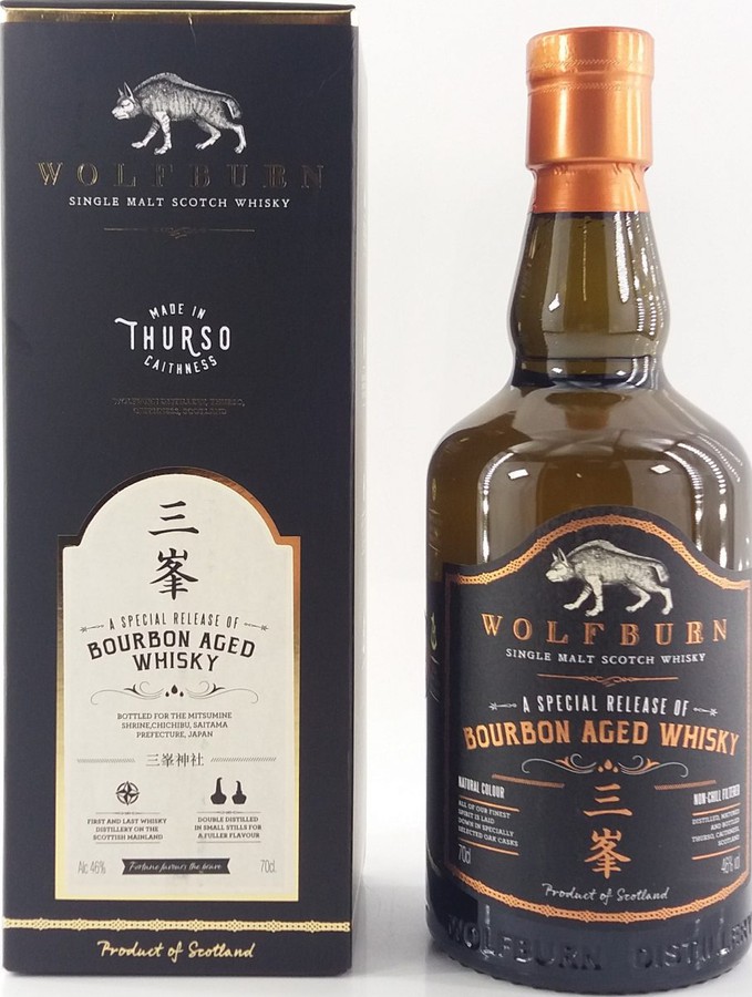 Wolfburn Bourbon Aged Whisky Special Release Bottled for Mitsumine Shrine Chichibu Saitama Perfecture Japan 46% 700ml