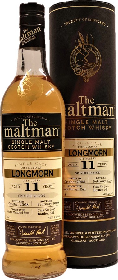 Longmorn 2008 MBl The Maltman Vitoria Missouri Butt #5555 54.1% 700ml