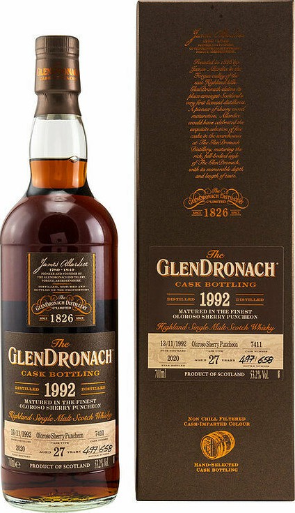 Glendronach 1992 Cask Bottling Batch 18 Oloroso Sherry Puncheon #7411 53.2% 700ml