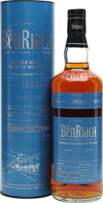BenRiach 1993 Single Cask Bottling Batch 13 Claret Hogshead #7937 54.3% 700ml