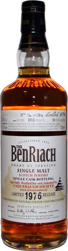 BenRiach 1976 Single Cask Bottling 36yo #3031 Usquebaugh Society 43.1% 700ml