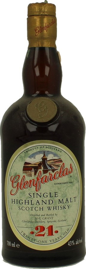 Glenfarclas 21yo Old Label 21 in the seal 21 printed in red on front label 43% 700ml