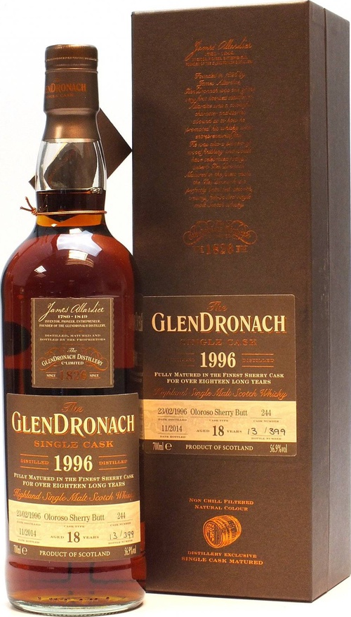 Glendronach 1996 Single Cask Batch 11 18yo Oloroso Sherry Butt #244 56.9% 700ml