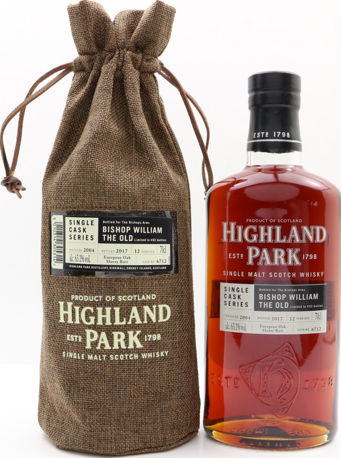 Highland Park 2004 Single Cask Series European Oak Sherry Butt #6712 The Bishops Arms 63.1% 700ml