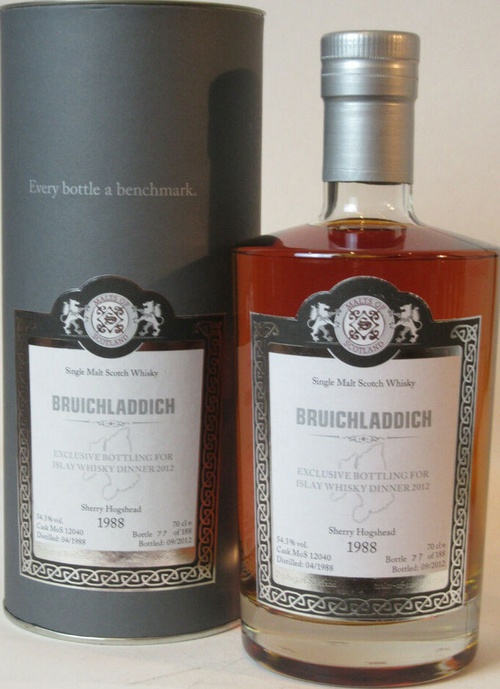 Bruichladdich 1988 MoS Sherry Hogshead for Islay Whisky Dinner 2012 54.3% 700ml