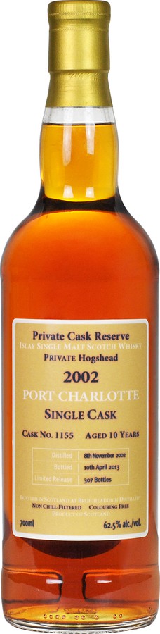 Port Charlotte 2002 Private Cask Reserve Sherry Hogshead #1155 62.5% 700ml