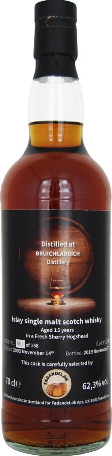 Bruichladdich 15yo F.dk 1st Fill Oloroso Sherry #1198 62.3% 700ml