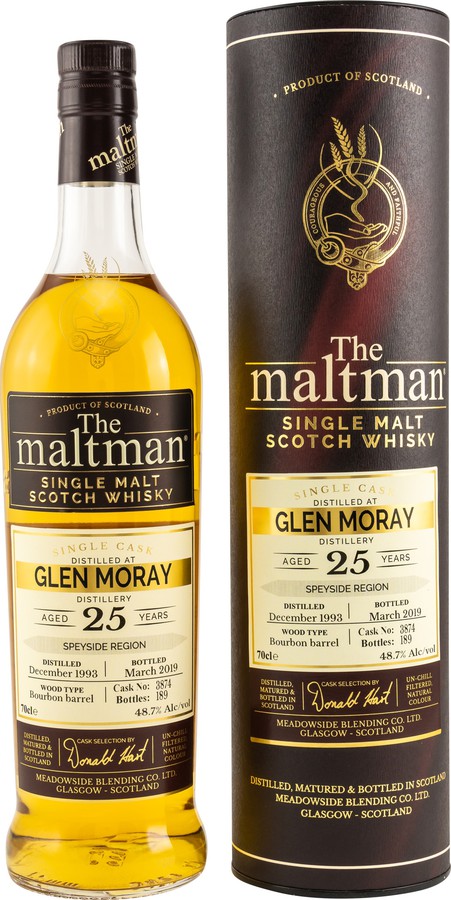 Glen Moray 1993 MBl The Maltman Bourbon Barrel #3874 48.7% 700ml